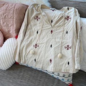 Madewell tribal embroidery pullover top
